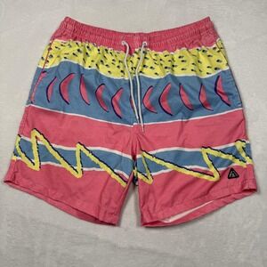 American Stitch Swim Trunks Shorts Mens Large Pink Retro Geometric Print Lined